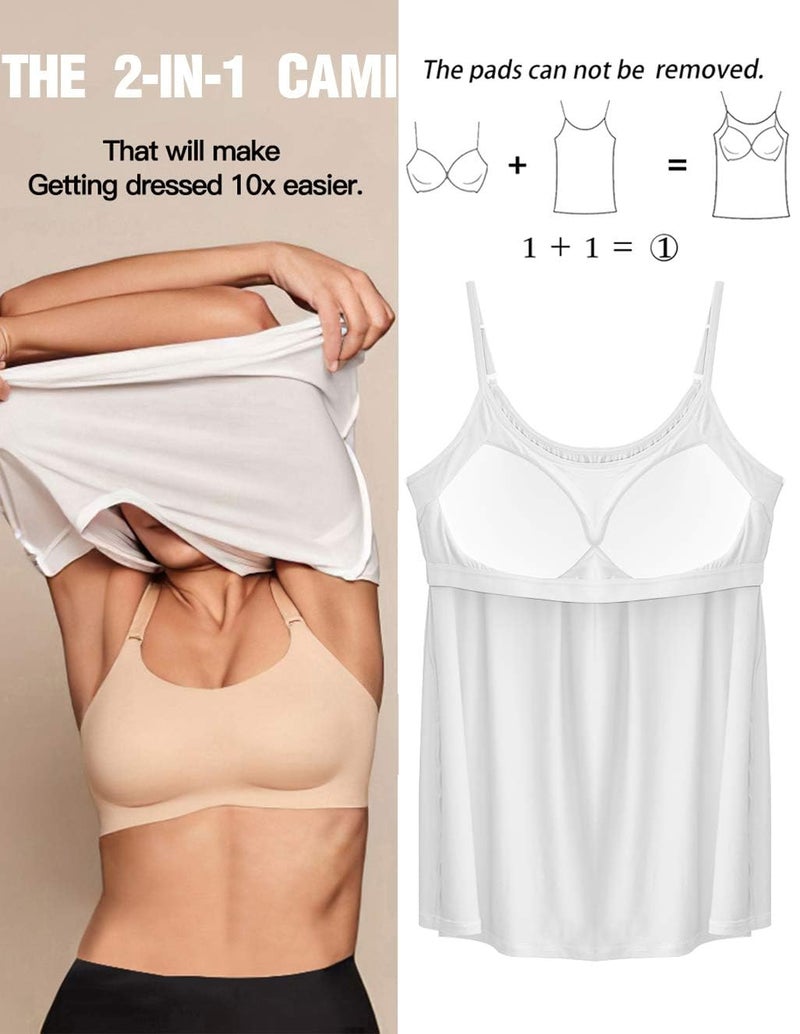 ANYFITTING Camisoles for Women with Built in Bra Adjustable Strap Tank Tops Cami Sleeveless Summer Tops for Workout Sleeping Traveling - Image 2